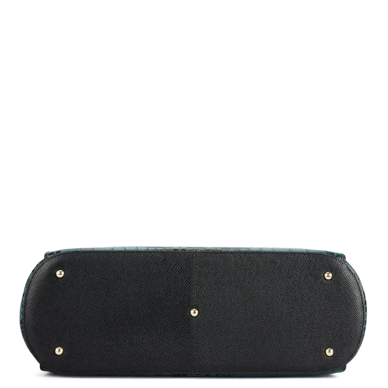 Da Milano Teal Medium Croco Leather Tote - Teal for Women | Best Price UAE